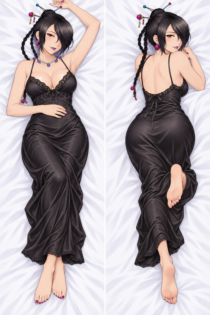 Lulu Black Satin Nightgown Body Pillow